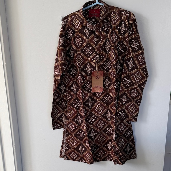 Indian Maroon Patterned Kurta Pajama set boy size 5 - Picture 2 of 8